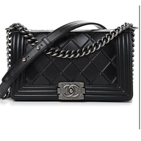 chanel calfskin purse 8880966|CHANEL Calfskin Embossed Medium Paris Salzburg Boy Flap .